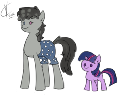 Size: 1229x943 | Tagged: safe, artist:valcron, smarty pants, twilight sparkle, pony, g4, female, filly, filly twilight sparkle, ponified, simple background, white background, younger