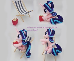 Size: 3080x2560 | Tagged: safe, artist:epicrainbowcrafts, starlight glimmer, pony, g4, beach chair, chair, food, high res, irl, photo, plushie, popcorn, solo