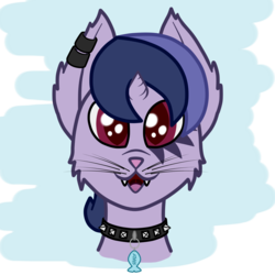 Size: 5000x5000 | Tagged: safe, artist:lucky_night, oc, oc only, oc:shadow music, pony, absurd resolution, cat ears, chibi, cute, looking at you, metal, rock, smiling, solo