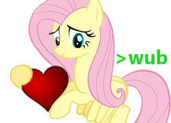 Size: 404x291 | Tagged: artist needed, safe, fluttershy, pegasus, pony, g4, female, flying, greentext, heart, mare, text, wub