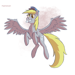 Size: 1700x1700 | Tagged: safe, artist:hypno, derpy hooves, pony, g4, flying, hat, mail, simple background, wings