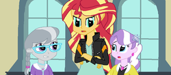 Size: 1600x706 | Tagged: safe, artist:thomaszoey3000, diamond tiara, silver spoon, sunset shimmer, equestria girls, g4