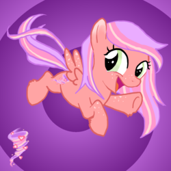 Size: 1000x1000 | Tagged: safe, artist:candasaurus, oc, oc only, pegasus, pony, cute, female, filly, flying, open mouth, solo