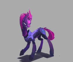 Size: 1054x898 | Tagged: safe, artist:alumx, tempest shadow, pony, unicorn, g4, my little pony: the movie, animated, broken horn, butt, butt shake, female, gif, gritted teeth, horn, plot, shake it baby, simple background, solo, twerking