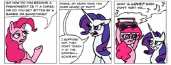 Size: 963x370 | Tagged: safe, artist:gingerfoxy, pinkie pie, rarity, earth pony, pony, unicorn, pony comic generator, g4, boombox, boombox serenade, comic, crying, female, haddaway, mare, serenade, song reference, stereo, what is love