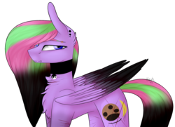 Size: 2414x1745 | Tagged: safe, artist:sweetmelon556, oc, oc only, oc:sweet melon, pegasus, pony, collar, colored wings, colored wingtips, female, mare, simple background, solo, transparent background