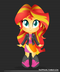 Size: 790x946 | Tagged: safe, artist:egophiliac, part of a set, sunset shimmer, equestria girls, g4, chibi, cute, female, looking at you, part of a series, shimmerbetes, smiling, solo