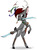 Size: 1132x1534 | Tagged: safe, artist:sirzi, oc, oc only, oc:taped blade, deer, fordeer, original species, bipedal, deer oc, freckles, mouth hold, ribbon, scar, solo, sword, weapon