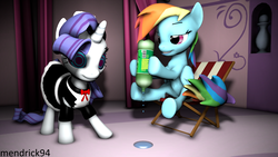 Size: 3840x2160 | Tagged: safe, artist:mendrick94, rainbow dash, rarity, pony, g4, 3d, clothes, high res, hypnosis, hypnotized, maid, source filmmaker, swirly eyes