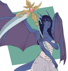 Size: 1200x1256 | Tagged: safe, artist:crimsonsnow, princess ember, dragon, human, g4, crossover, dragoness, female, fusion, gate, giselle (gate), humanized, scythe