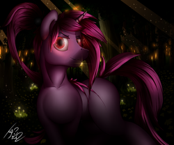 Size: 1500x1250 | Tagged: safe, artist:uliovka, oc, oc only, oc:metralla, pony, dark, flower, forest