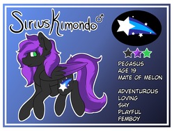 Size: 4800x3600 | Tagged: safe, artist:melonzy, oc, oc only, oc:sirius kimondo, pegasus, pony, femboy, gradient background, male, name change, reference sheet, solo, stallion