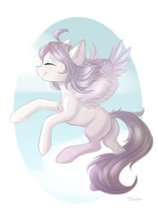 Size: 1527x2160 | Tagged: safe, artist:vincher, oc, oc only, pegasus, pony, eyes closed, female, flying, mare, solo