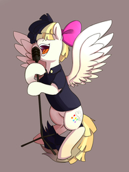 Size: 900x1200 | Tagged: safe, artist:passigcamel, songbird serenade, pegasus, pony, g4, my little pony: the movie, clothes, female, mare, microphone, simple background, singing, solo