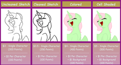 Size: 2328x1250 | Tagged: safe, artist:mlpcreationist, oc, oc only, oc:emerald rose, pony, cel shading, colored sketch, commission, commission info, lineart, sketch