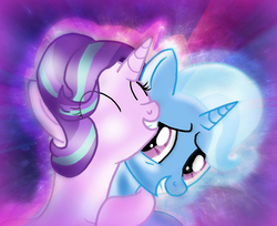 Size: 900x735 | Tagged: safe, artist:conniethecasanova, artist:doraemonfan4life, edit, starlight glimmer, trixie, pony, g4, base used, female, lesbian, ship:startrix, shipping