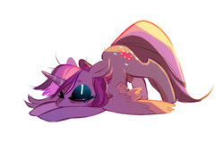 Size: 1023x649 | Tagged: safe, artist:shacklefunk, twilight sparkle, alicorn, pony, g4, eyeshadow, face down ass up, female, lidded eyes, makeup, mare, messy mane, simple background, sleepy, solo, twilight sparkle (alicorn), white background