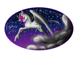 Size: 5181x3913 | Tagged: safe, artist:oneiria-fylakas, oc, oc only, alicorn, pony, absurd resolution, cloud, male, night, solo, stallion