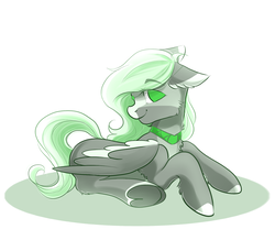 Size: 1733x1512 | Tagged: safe, artist:airiniblock, oc, oc only, oc:jade stonesetter, pegasus, pony, rcf community, cute, female, floppy ears, green eyes, jewelry, looking at you, mare, necklace, no pupils, prone, smiling, solo, underhoof