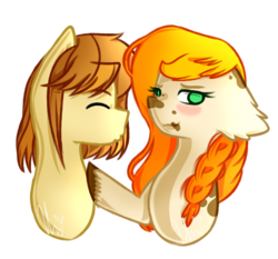 Size: 1468x1367 | Tagged: safe, artist:ladyunilove, oc, oc only, oc:applelouise, oc:hard caramel, earth pony, pony, ear fluff, eyes closed, female, kissy face, male, mare, no pupils, oc x oc, shipping, shipping denied, simple background, stallion, straight, transparent background, unshorn fetlocks