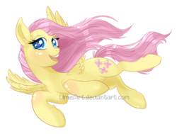 Size: 800x605 | Tagged: safe, artist:umieart, fluttershy, pony, g4, female, flying, solo