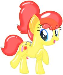 Size: 1075x1293 | Tagged: safe, artist:sny-por, oc, oc only, oc:lola balloon, pony, pooltoy pony, air nozzle, female, handles, inflatable, latex, latex suit, living latex, living suit, rubber, simple background, solo, transformation, translucent, transparent background, zipper