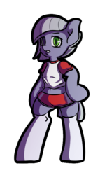 Size: 512x800 | Tagged: safe, artist:rockset, limestone pie, earth pony, semi-anthro, g4, bipedal, clothes, female, gym uniform, shorts, simple background, solo, sports shorts, stockings, thigh highs, transparent background