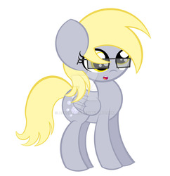 Size: 1024x1060 | Tagged: safe, artist:askshalua, derpy hooves, pegasus, pony, g4, :o, cute, derpabetes, female, glasses, mare, nerdy, open mouth, simple background, solo, watermark, white background