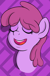 Size: 1024x1553 | Tagged: safe, artist:askshalua, berry punch, berryshine, earth pony, pony, g4, abstract background, bust, eyes closed, female, mare, open mouth, portrait, smiling, solo