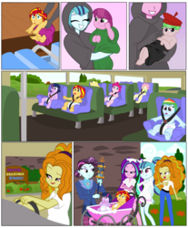Size: 1697x2048 | Tagged: dead source, safe, artist:gamerpen, adagio dazzle, applejack, aria blaze, cheerilee, fluttershy, pinkie pie, principal abacus cinch, rainbow dash, rarity, sonata dusk, sunset shimmer, twilight sparkle, watermelody, comic:mlp fim eg youth carnival, equestria girls, g4, age regression, baby, baby dash, baby pie, babyjack, babylight sparkle, babyset shimmer, babyshy, car seat, comic, diaper, foal, kidnapped, mane six, pram, the dazzlings, younger, younger cinch