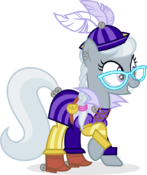 Size: 2001x2385 | Tagged: safe, artist:punzil504, silver spoon, earth pony, pony, g4, bard, clothes, crossover, dungeons and dragons, fantasy class, female, glasses, grin, high res, mare, older, older silver spoon, simple background, smiling, solo, spoony bard, transparent background