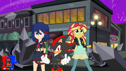 Size: 2033x1158 | Tagged: safe, artist:trungtranhaitrung, sunset shimmer, equestria girls, g4, crossover, equestria girls-ified, kill la kill, male, ryuko matoi, shadow the hedgehog, sonic the hedgehog, sonic the hedgehog (series)