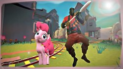 Size: 1024x576 | Tagged: artist needed, source needed, safe, pinkie pie, earth pony, pony, g4, 3d, crossover, pyro (tf2), pyroland, team fortress 2