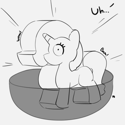 Size: 1280x1280 | Tagged: safe, artist:pabbley, trixie, pony, g4, 30 minute art challenge, female, gashapon, grayscale, monochrome, solo, toy