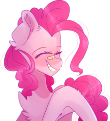 Size: 2162x2395 | Tagged: safe, artist:erinartista, pinkie pie, earth pony, pony, g4, bandaid, bandaid on nose, chest fluff, eyes closed, female, high res, mare, simple background, smiling, solo, transparent background