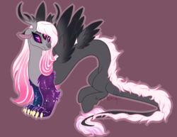 Size: 1936x1491 | Tagged: safe, artist:angei-bites, oc, oc only, oc:solasta, draconequus, hybrid, female, interspecies offspring, looking at you, multiple wings, offspring, parent:discord, parent:twilight sparkle, parents:discolight, solo, third eye, three eyes