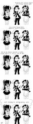 Size: 850x3188 | Tagged: artist needed, safe, sci-twi, starlight glimmer, sunset shimmer, twilight sparkle, human, g4, black and white, comic, dialogue, female, glasses, grayscale, humanized, korean, monochrome, translated in the comments, translation request, trio