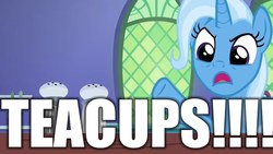 Size: 1280x720 | Tagged: safe, edit, edited screencap, screencap, trixie, pony, unicorn, all bottled up, cup, female, food, mare, pepper, pepper shaker, raised hoof, salt, salt shaker, solo, teacup, that pony sure does love teacups