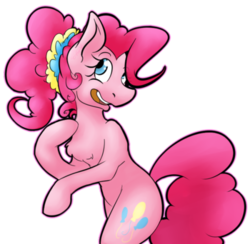 Size: 540x528 | Tagged: safe, artist:princesspop-15, pinkie pie, earth pony, pony, g4, alternate hairstyle, bipedal, female, simple background, solo, transparent background