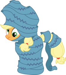 Size: 3001x3377 | Tagged: safe, artist:cloudy glow, applejack, earth pony, pony, g4, honest apple, .ai available, dizzy, female, high res, mare, mummification, silly, silly pony, simple background, solo, transparent background, vector, who's a silly pony, wrapped up