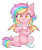 Size: 127x150 | Tagged: safe, artist:doekitty, oc, oc only, oc:paper stars, bat pony, pony, amputee, animated, bat pony oc, cup, drinking, fangs, female, gif, mare, multicolored hair, pixel art, simple background, smiling, solo, teacup, transparent background, underhoof