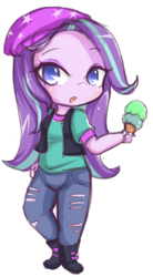 Size: 1403x2535 | Tagged: safe, artist:asdf520911, artist:linkaluote, starlight glimmer, equestria girls, equestria girls specials, g4, my little pony equestria girls: mirror magic, beanie, cute, female, food, glimmerbetes, hat, ice cream, looking at you, solo, two scoops