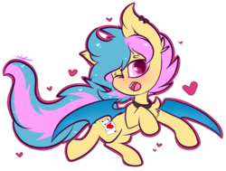 Size: 2485x1881 | Tagged: safe, artist:ashee, oc, oc only, oc:phyra, bat pony, pony, blushing, collar, ear piercing, fangs, piercing, solo