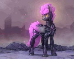 Size: 680x540 | Tagged: safe, artist:rodrigues404, oc, oc only, oc:onyx, pegasus, pony, animated, armor, cinemagraph, commission, gif, male, solo, stallion