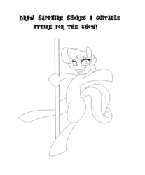 Size: 1200x1448 | Tagged: safe, artist:renofox, sapphire shores, earth pony, pony, g4, activity book, female, pole dancing, solo, stripper pole