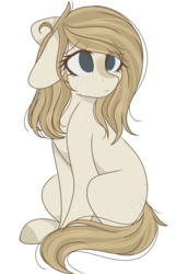 Size: 2048x3000 | Tagged: safe, artist:cinnamontee, oc, oc only, oc:tegan, earth pony, pony, crying, female, floppy ears, high res, mare, no pupils, simple background, sitting, solo, transparent background