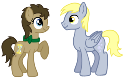 Size: 1332x844 | Tagged: safe, artist:inkrose98, derpy hooves, doctor whooves, time turner, earth pony, pegasus, pony, g4, dopey hooves, female, male, mare, rule 63, ship:doctorderpy, ship:dopeytoress, shipping, simple background, stallion, straight, the doctoress, transparent background, vector