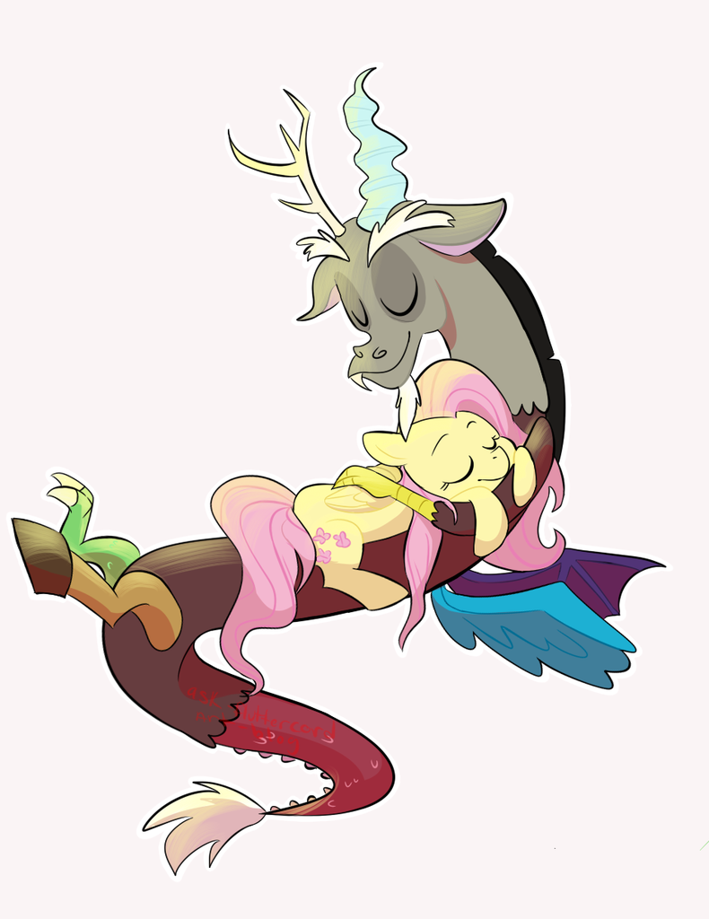 #1495602 - safe, artist:ask-fluttercord-art-blog, <b>discord</b>, <b>fluttershy</b>, g4, ...