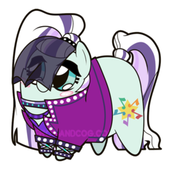 Size: 550x549 | Tagged: safe, artist:coggler, artist:frog&cog, artist:gopherfrog, coloratura, earth pony, pony, g4, blush sticker, blushing, chibi, clothes, countess coloratura, female, mare, simple background, solo, transparent background