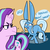Size: 1511x1517 | Tagged: safe, artist:/d/non, starlight glimmer, trixie, pony, unicorn, g4, 30 minute art challenge, bunny ears, dialogue, duo, female, impossibly large ears, magic bunny ears, mare, open mouth, unamused